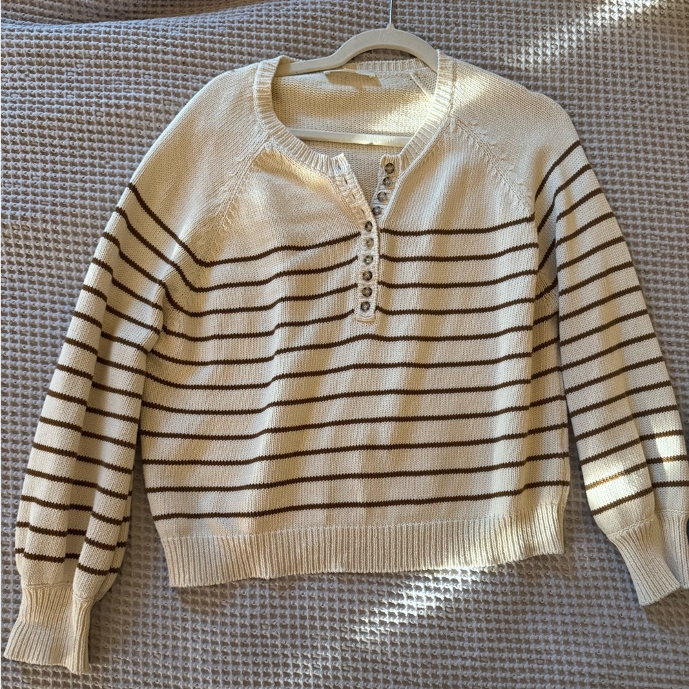 Sezane Leontine Jumper - Camel Ecru Striped size Small